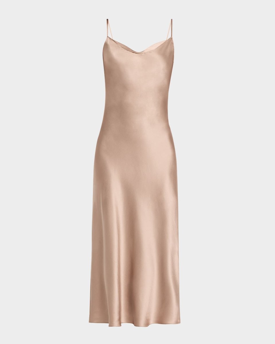 Bias-Cut Silk Midi Dress